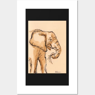 Breakfast - Elephant #28 Ink Wash Painting Posters and Art